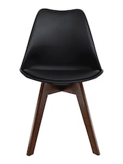 Fusion Living Black Soho Plastic Dining Chair with Squared Light Wood Dark Wood Leg Legs - Image 3 of 6