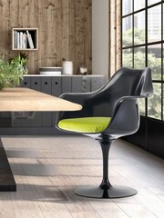 Fusion Living Green Faux Tulip Single Armchair with Luxurious Cushion - Image 1 of 6