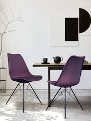 Fusion Living Aubergine Soho Plastic Dining Chairs Black Leg Set of 2 - Image 1 of 6