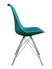 Fusion Living Teal Soho Plastic Dining Chair with Squared Light Wood Chrome Leg Legs - Image 3 of 6