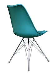 Fusion Living Teal Soho Plastic Dining Chair with Squared Light Wood Chrome Leg Legs - Image 4 of 6