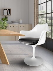 Fusion Living Black Faux Tulip Single Armchair with PU Cushion - Image 1 of 6