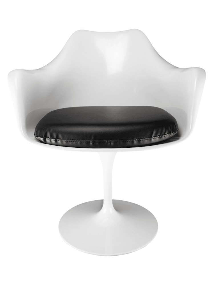 Fusion Living Black Faux Tulip Single Armchair with PU Cushion - Image 2 of 6