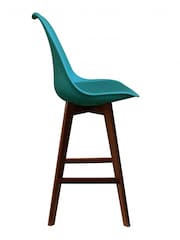 Fusion Living Teal Soho Plastic Bar Stool with Dark Wood Legs - Image 4 of 6