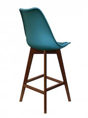 Fusion Living Teal Soho Plastic Bar Stool with Dark Wood Legs - Image 5 of 6