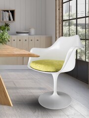 Fusion Living Green Tulip Single Armchair with PU Cushion - Image 1 of 6