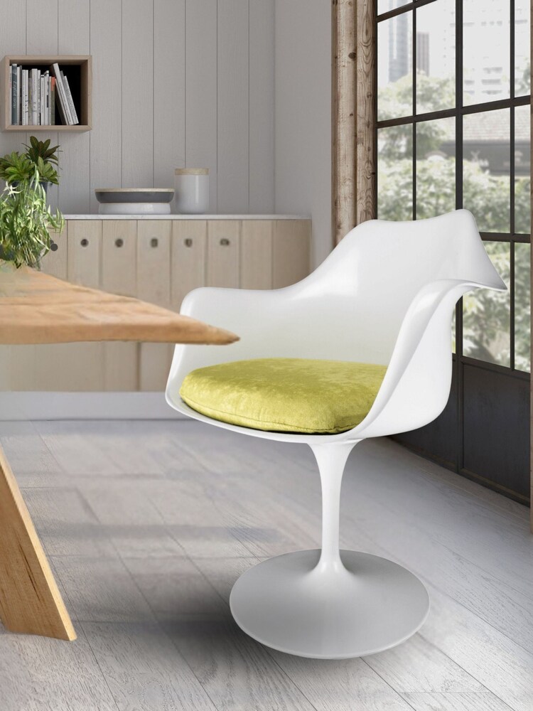 Fusion Living Green Tulip Single Armchair with PU Cushion - Image 1 of 6