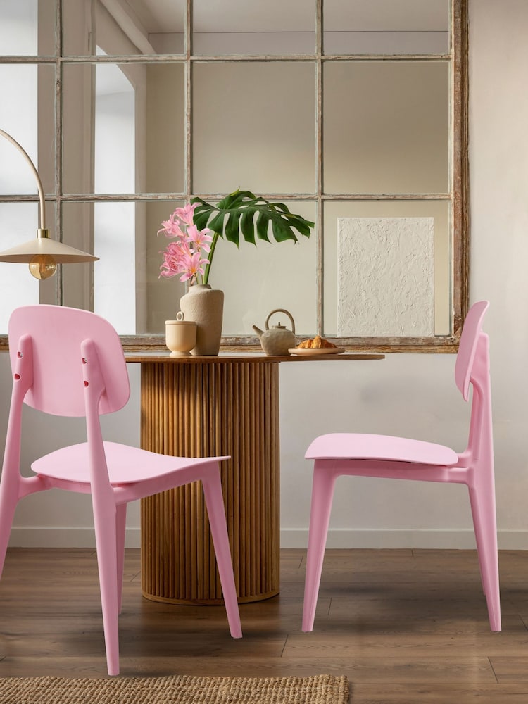Fusion Living Baby Pink Oslo Plastic Dining Chair - Image 1 of 6