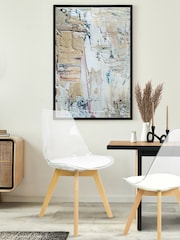 Fusion Living White Soho Clear Plastic Dining Chair with Squared Light Light Wood Leg Wood Legs - Image 1 of 6