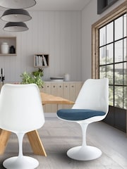 Fusion Living Navy Tulip Set of 2 Dining Chair with PU Cushion - Image 1 of 6