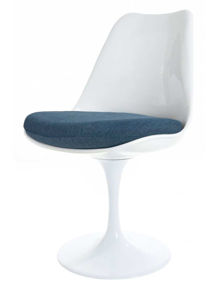 Fusion Living Navy Tulip Set of 2 Dining Chair with PU Cushion - Image 2 of 6