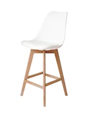 Fusion Living White Soho Plastic Bar Stool with Dark Wood Legs - Image 2 of 6