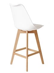 Fusion Living White Soho Plastic Bar Stool with Dark Wood Legs - Image 5 of 6