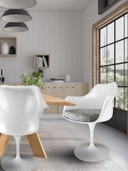 Fusion Living Grey Tulip Set of 2 Armchair with PU Cushion - Image 1 of 6