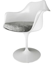 Fusion Living Grey Tulip Set of 2 Armchair with PU Cushion - Image 2 of 6