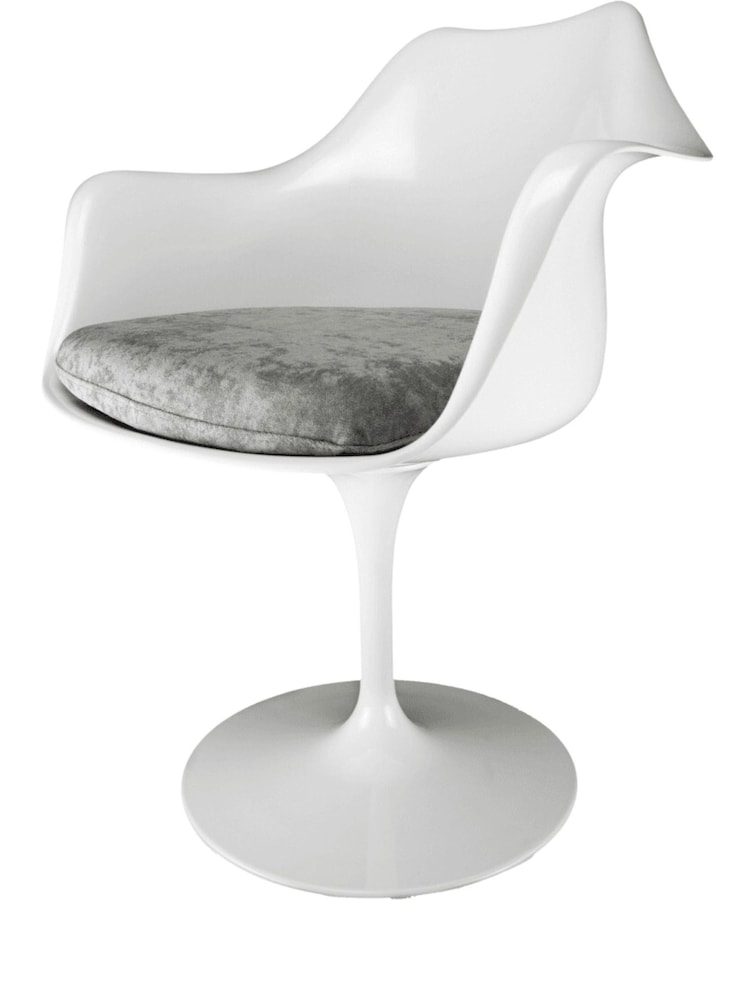 Fusion Living Grey Tulip Set of 2 Armchair with PU Cushion - Image 2 of 6