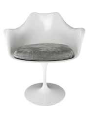 Fusion Living Grey Tulip Set of 2 Armchair with PU Cushion - Image 5 of 6