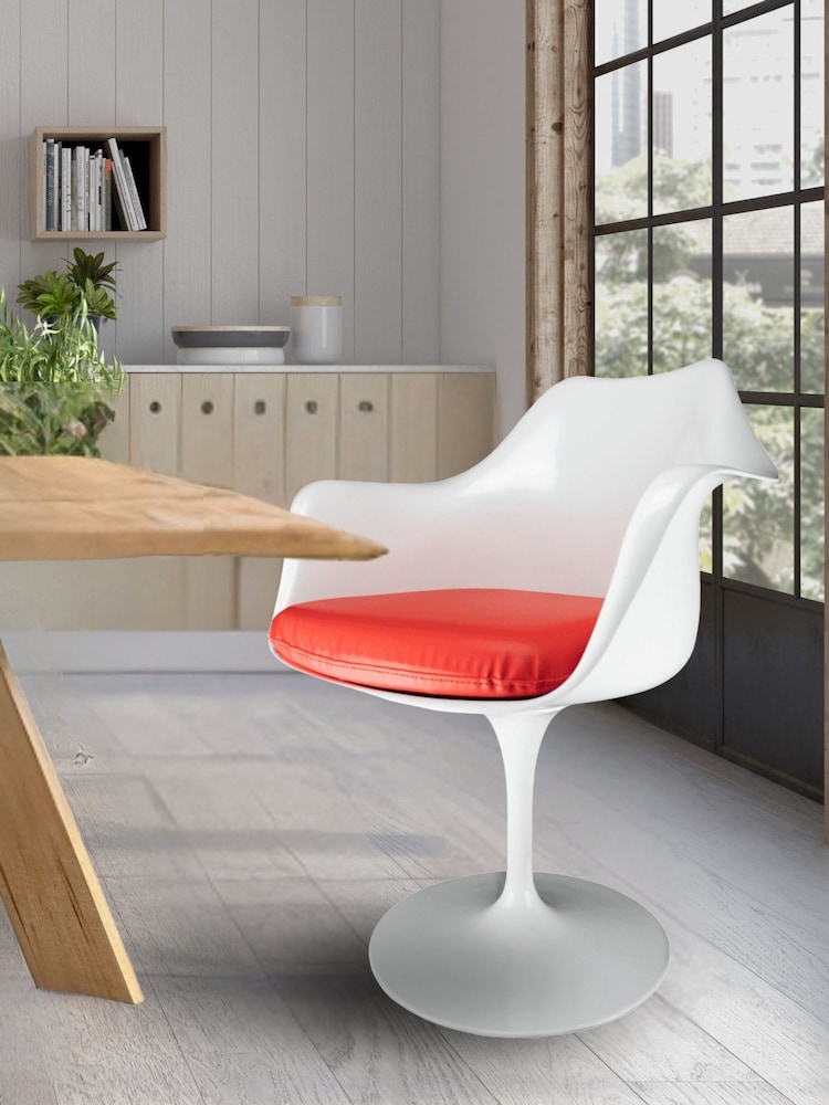Fusion Living Red Faux Tulip Single Armchair with PU Cushion - Image 1 of 6