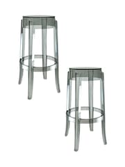 Fusion Living Grey Ghost Style Bar Stool 66cm - Image 5 of 6