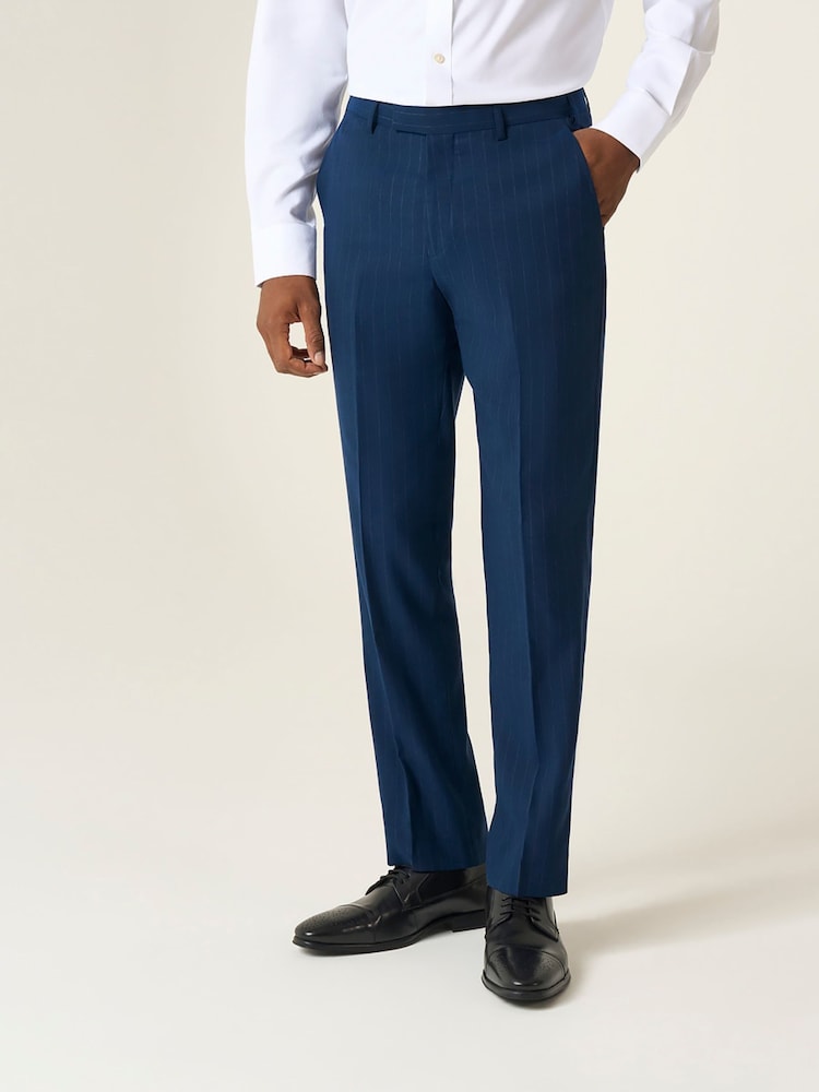 Skopes Blue Tailored Fit Wright Pinstripe Suit Trousers - Image 1 of 6