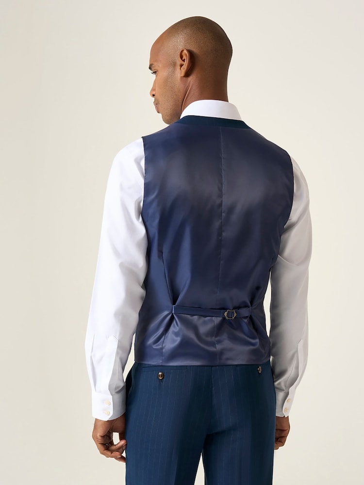 Skopes Blue Wright Tailored Fit Single Breasted Pinstripe Suit Waistcoat - Image 2 of 6