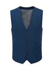 Skopes Blue Wright Tailored Fit Single Breasted Pinstripe Suit Waistcoat - Image 5 of 6