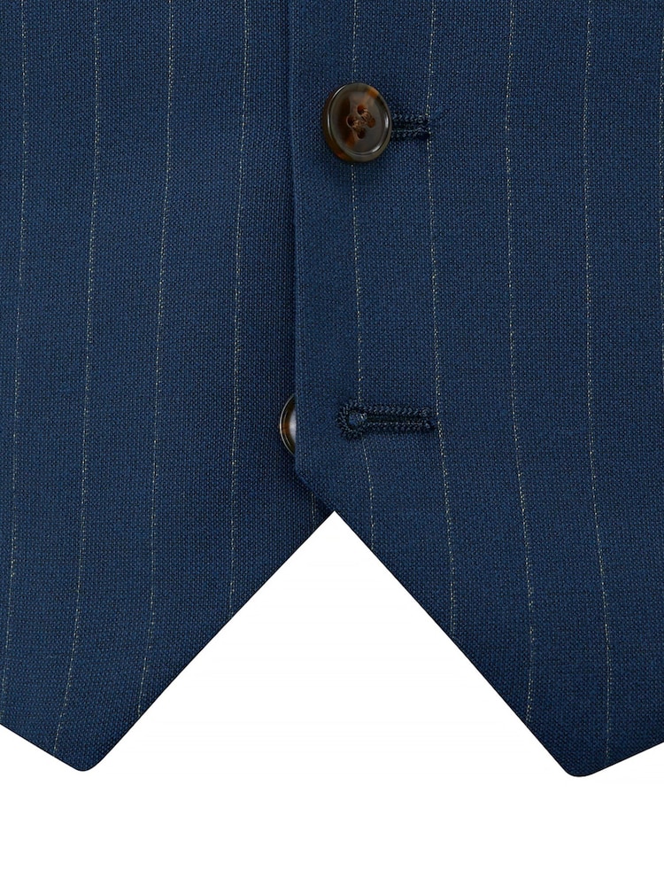 Skopes Blue Wright Tailored Fit Single Breasted Pinstripe Suit Waistcoat - Image 6 of 6