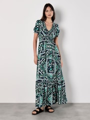 Apricot Blue Positano Scarf Print Maxi Dress - Image 1 of 4