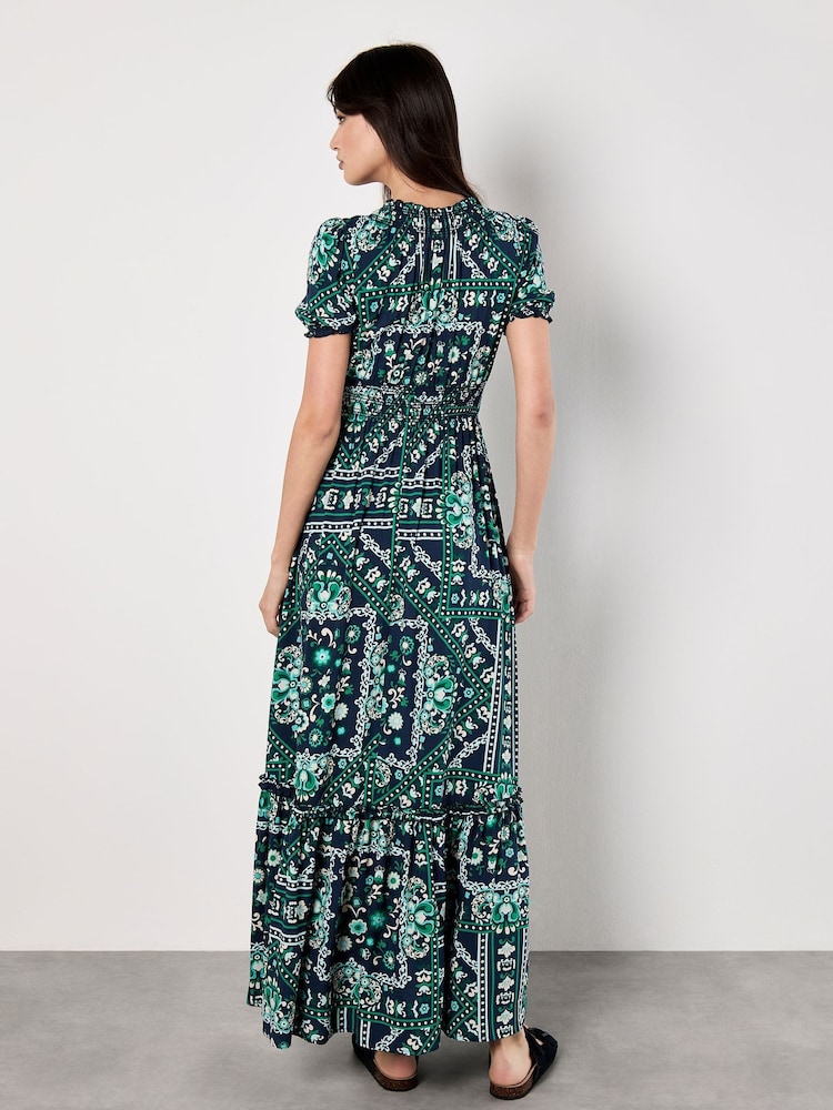 Apricot Blue Positano Scarf Print Maxi Dress - Image 2 of 4 Apricot Blue Positano Scarf Print Maxi Dress - Image 2 of 4