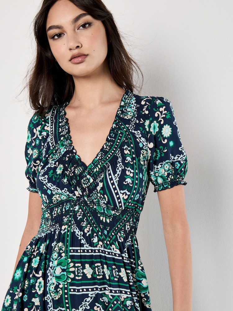 Apricot Blue Positano Scarf Print Maxi Dress - Image 4 of 4