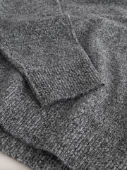 Charcoal Grey Regular Fit Cosy Quarter Zip Neck Jumper with Wool - Image 7 of 8