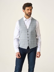 Skopes Blue Aspen Tailored Fit Single Breasted Puppytooth Check Waistcoat - Image 2 of 6