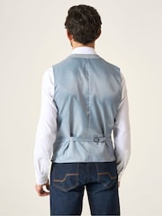 Skopes Blue Aspen Tailored Fit Single Breasted Puppytooth Check Waistcoat - Image 3 of 6