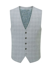 Skopes Blue Aspen Tailored Fit Single Breasted Puppytooth Check Waistcoat - Image 5 of 6