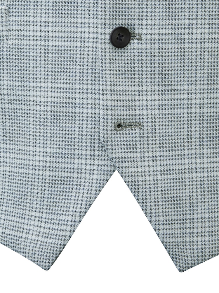 Skopes Blue Aspen Tailored Fit Single Breasted Puppytooth Check Waistcoat - Image 6 of 6