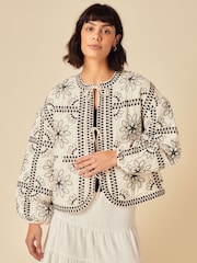 Nobodys Child Cream Layla Embroidered Quilted 100% Cotton Jacket - Image 2 of 6