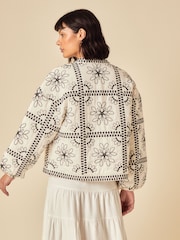 Nobodys Child Cream Layla Embroidered Quilted 100% Cotton Jacket - Image 3 of 6