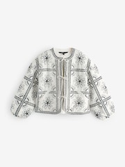 Nobodys Child Cream Layla Embroidered Quilted 100% Cotton Jacket - Image 6 of 6