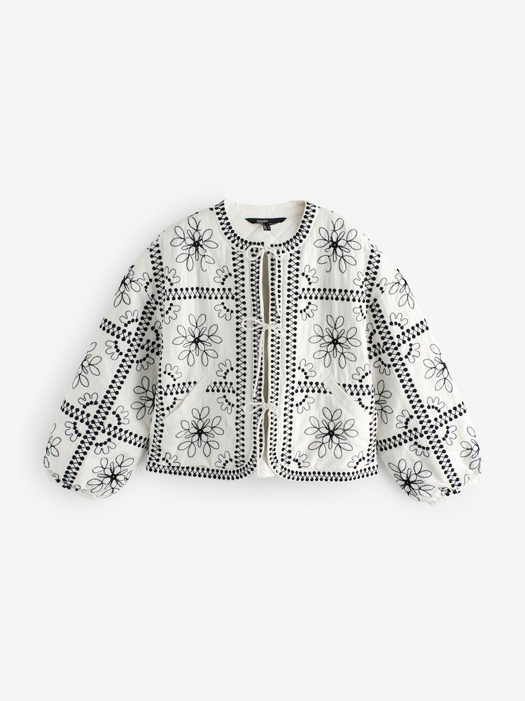 Nobodys Child Cream Layla Embroidered Quilted 100% Cotton Jacket - Image 6 of 6
