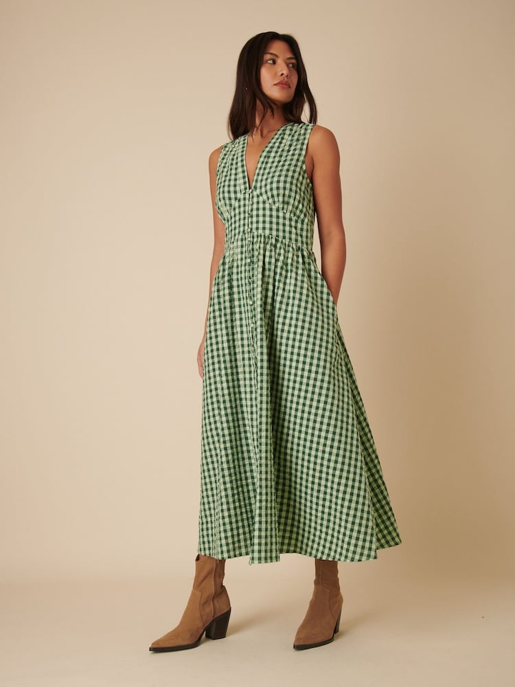 Nobodys Child Green Petite Starlight Midaxi Dress Green Gingham - Image 1 of 5