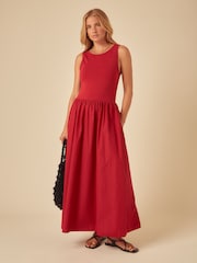 Nobodys Child Red Vera Midi Dress Plain - Image 1 of 5