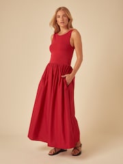 Nobodys Child Red Vera Midi Dress Plain - Image 3 of 5