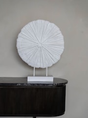 Libra Interiors White Orbis Textured on Stand Sculpture - Image 1 of 6