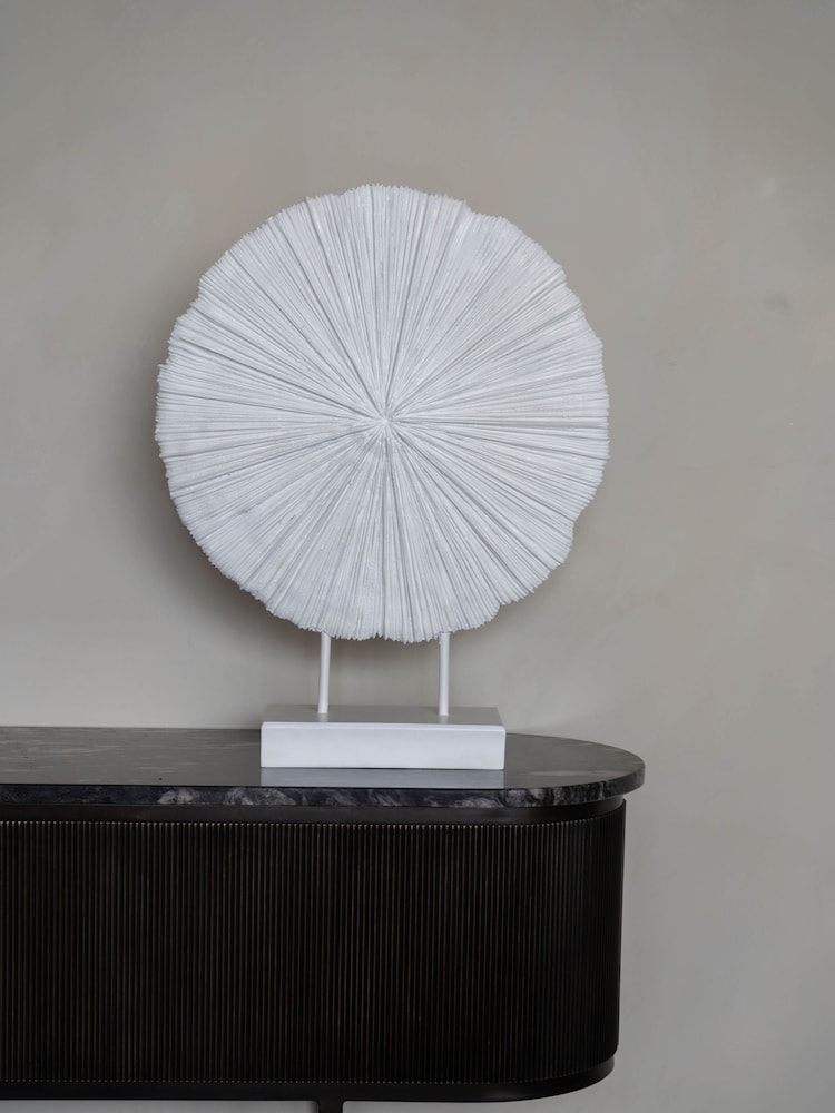 Libra Interiors White Orbis Textured on Stand Sculpture - Image 1 of 6
