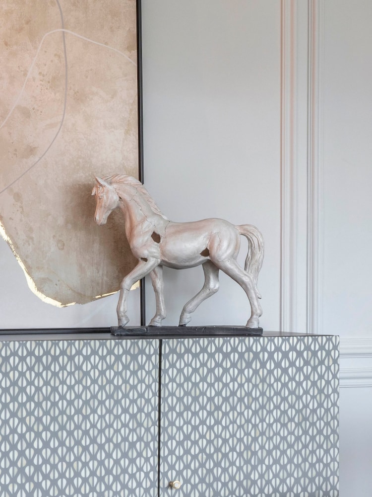 Libra Interiors White Horse Aged Sculpture - Image 1 of 6