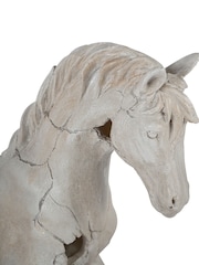 Libra Interiors White Horse Aged Sculpture - Image 6 of 6