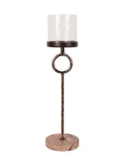 Libra Interiors Brown Small Rutland Table Hurricane 39cm - Image 3 of 6