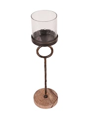 Libra Interiors Brown Small Rutland Table Hurricane 39cm - Image 4 of 6