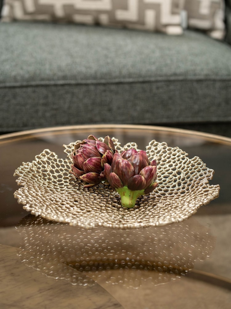 Libra Interiors Gold Miel Cast Aluminium Platter - Image 1 of 4