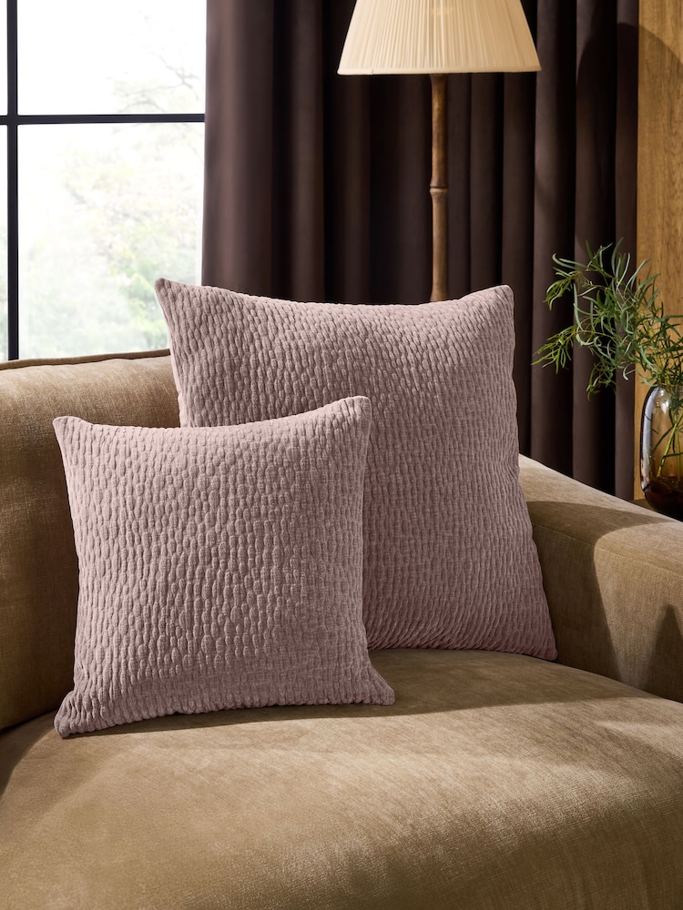 Mauve Purple 43 x 43cm Chenille Pebble Cushion - Image 2 of 4